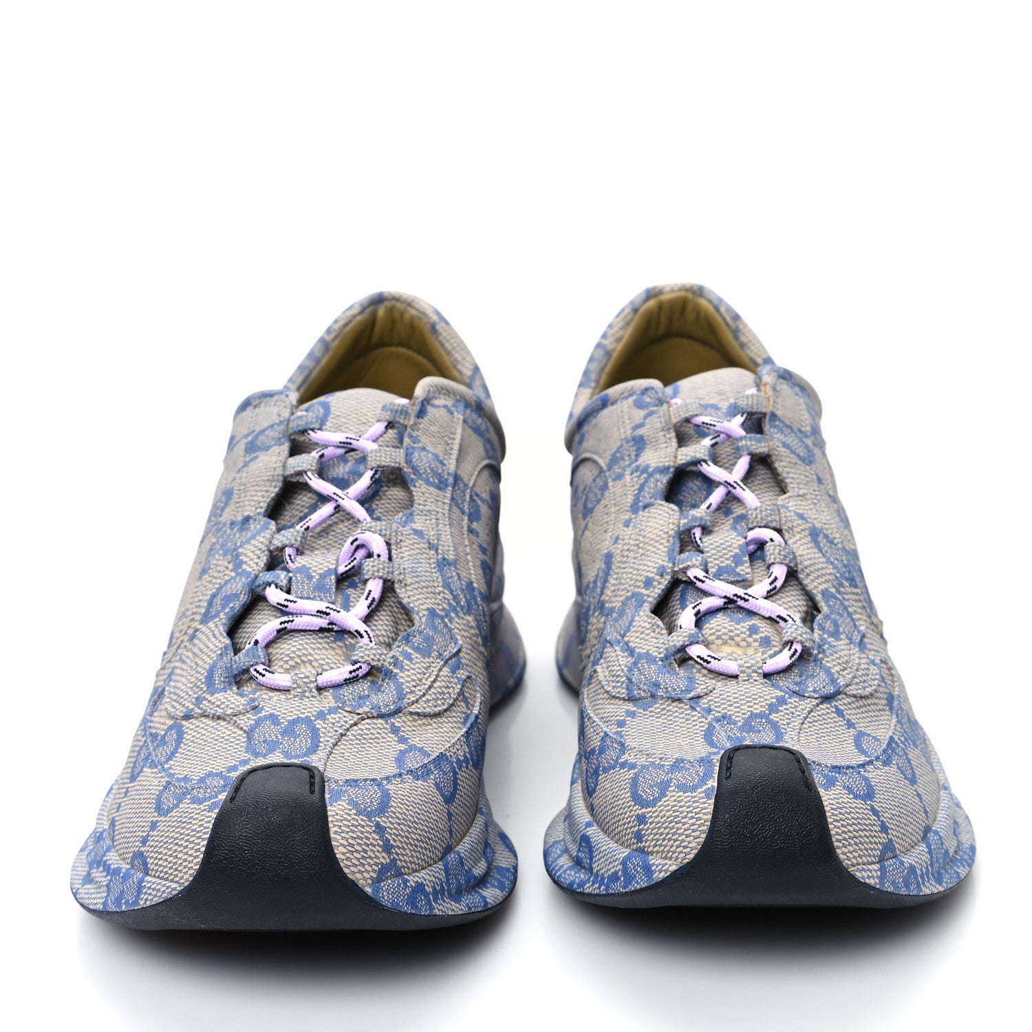 Gucci Ultralight Plume Calfskin Monogram Printed Mens Gucci Run Sneakers 9 Beige Blue 3 of 11