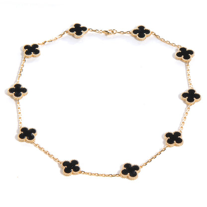 Van Cleef & Arpels 18K Yellow Gold Black Onyx 10 Motifs Vintage Alhambra Necklace 3 of 8