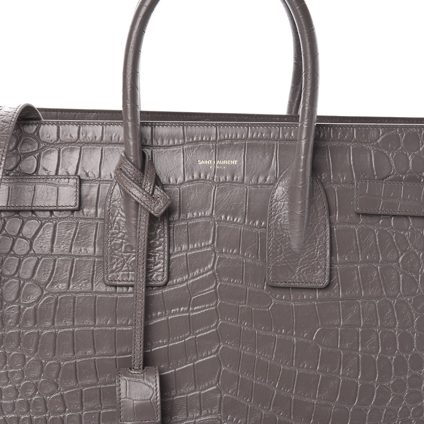 Crocodile Embossed Small Sac De Jour Fog