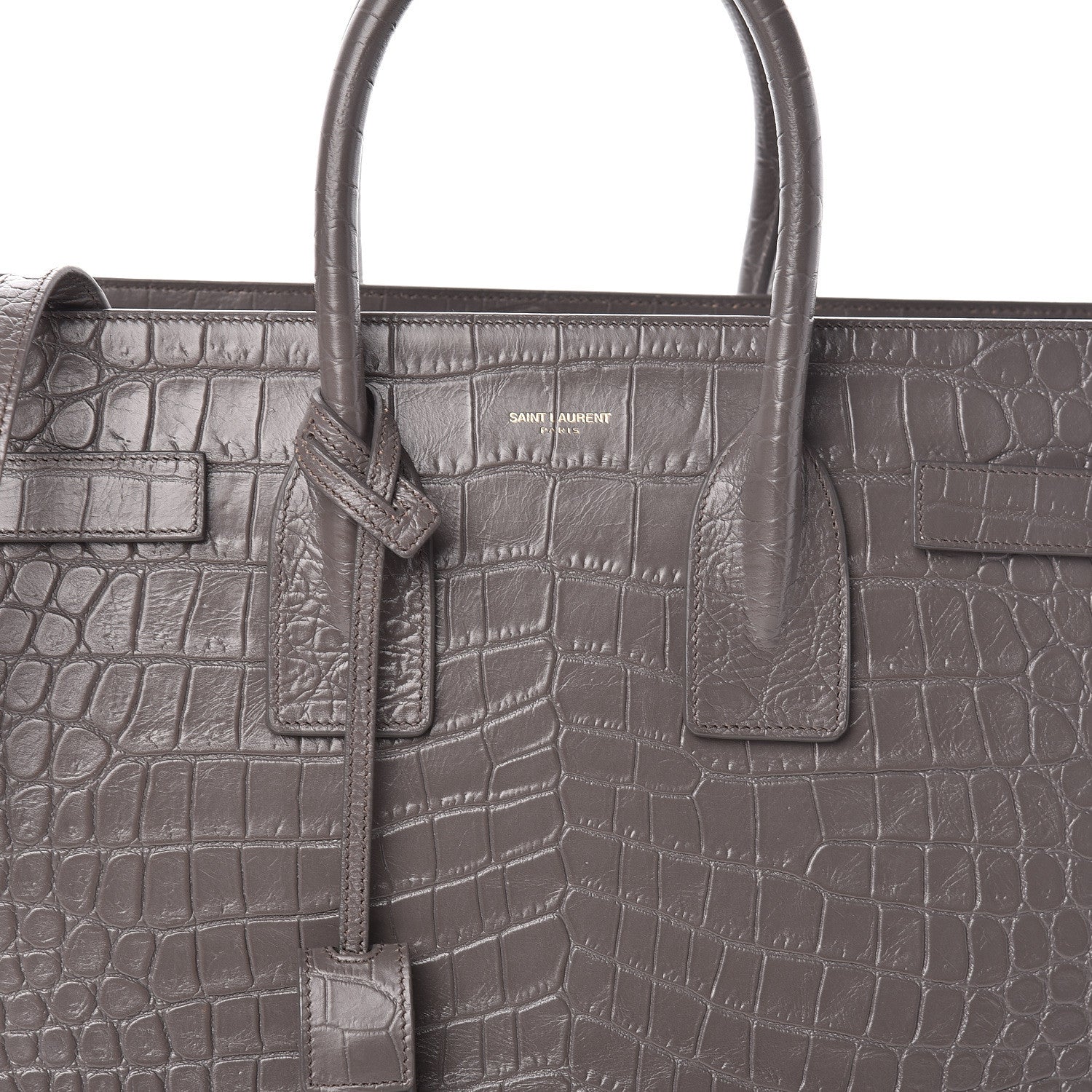 Saint Laurent Crocodile Embossed Small Sac De Jour Fog 9 of 9
