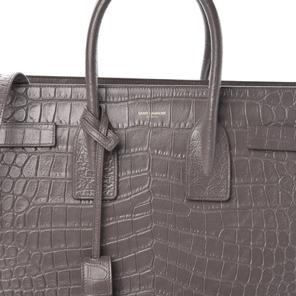 Saint Laurent Crocodile Embossed Small Sac De Jour Fog 9 of 9