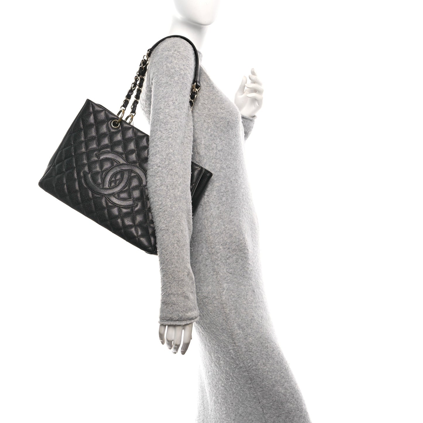 Caviar Quilted Grand Shopping Tote GST Black