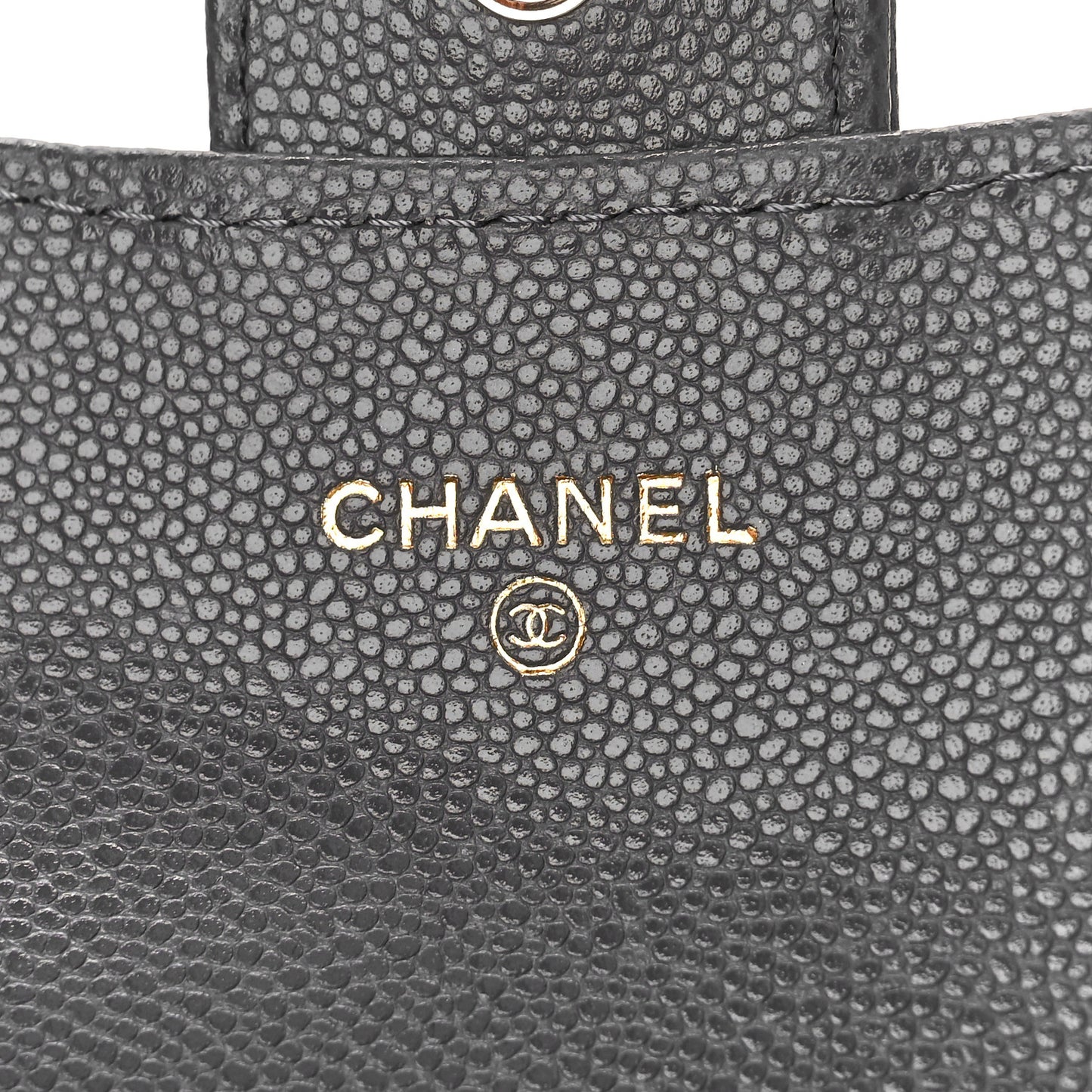 Caviar Quilted Flap Card Holder Wallet Dark Grey