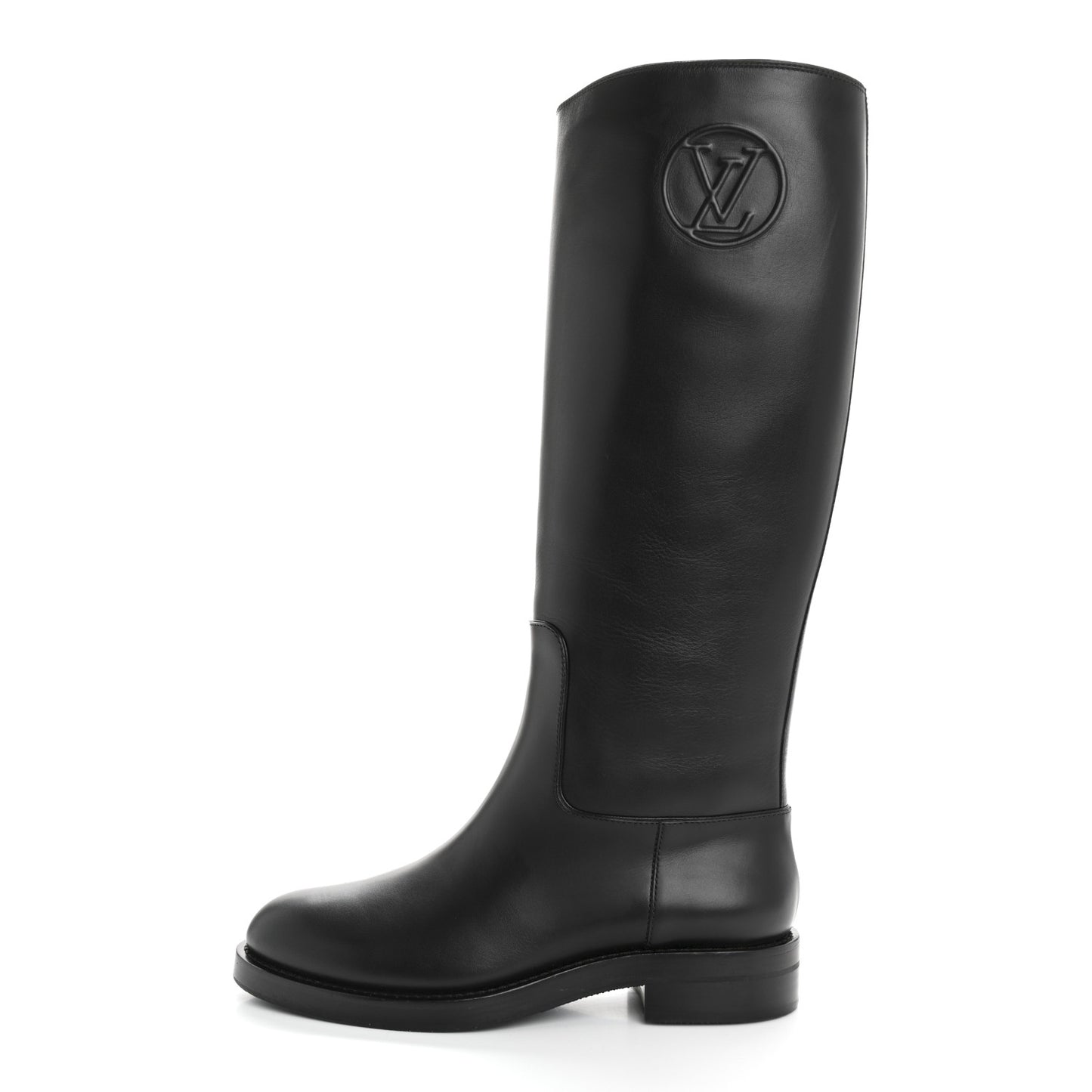 Calfskin Overdrive Flat High Boots 36 Black