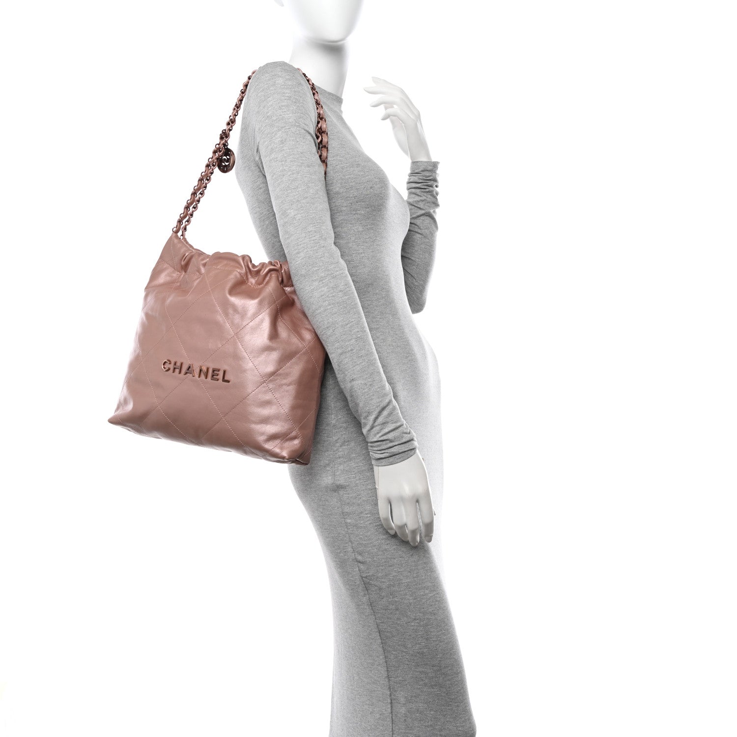 Chanel Metallic Calfskin Quilted Small Chanel 22 Pink 2 of 12