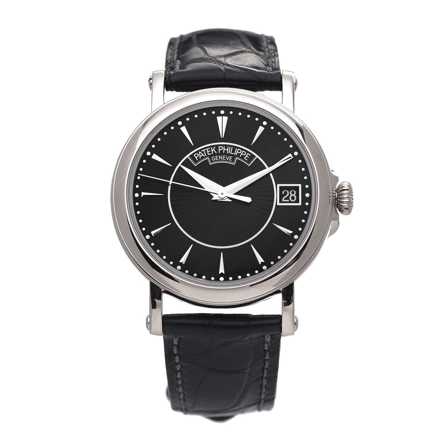 Patek Philippe 18K White Gold Alligator 38mm Calatrava Automatic Watch Black 5153G-001 1 of 6
