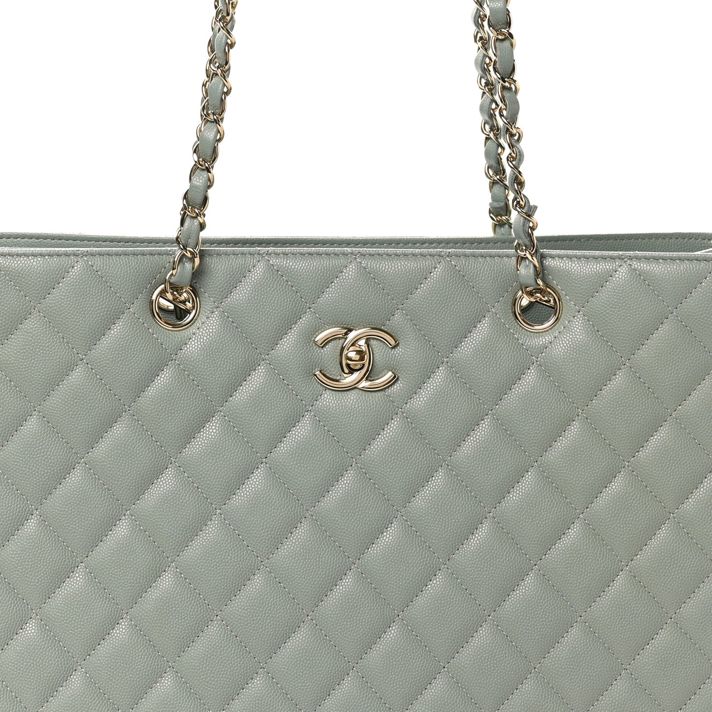 Caviar Quilted Large Classic Shopping Tote Light Green