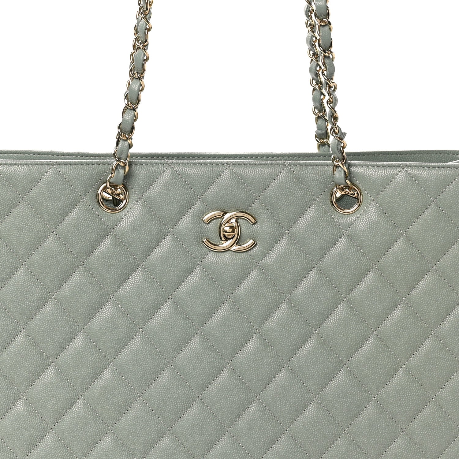 Chanel Caviar Quilted Large Classic Shopping Tote Light Green 8 of 11