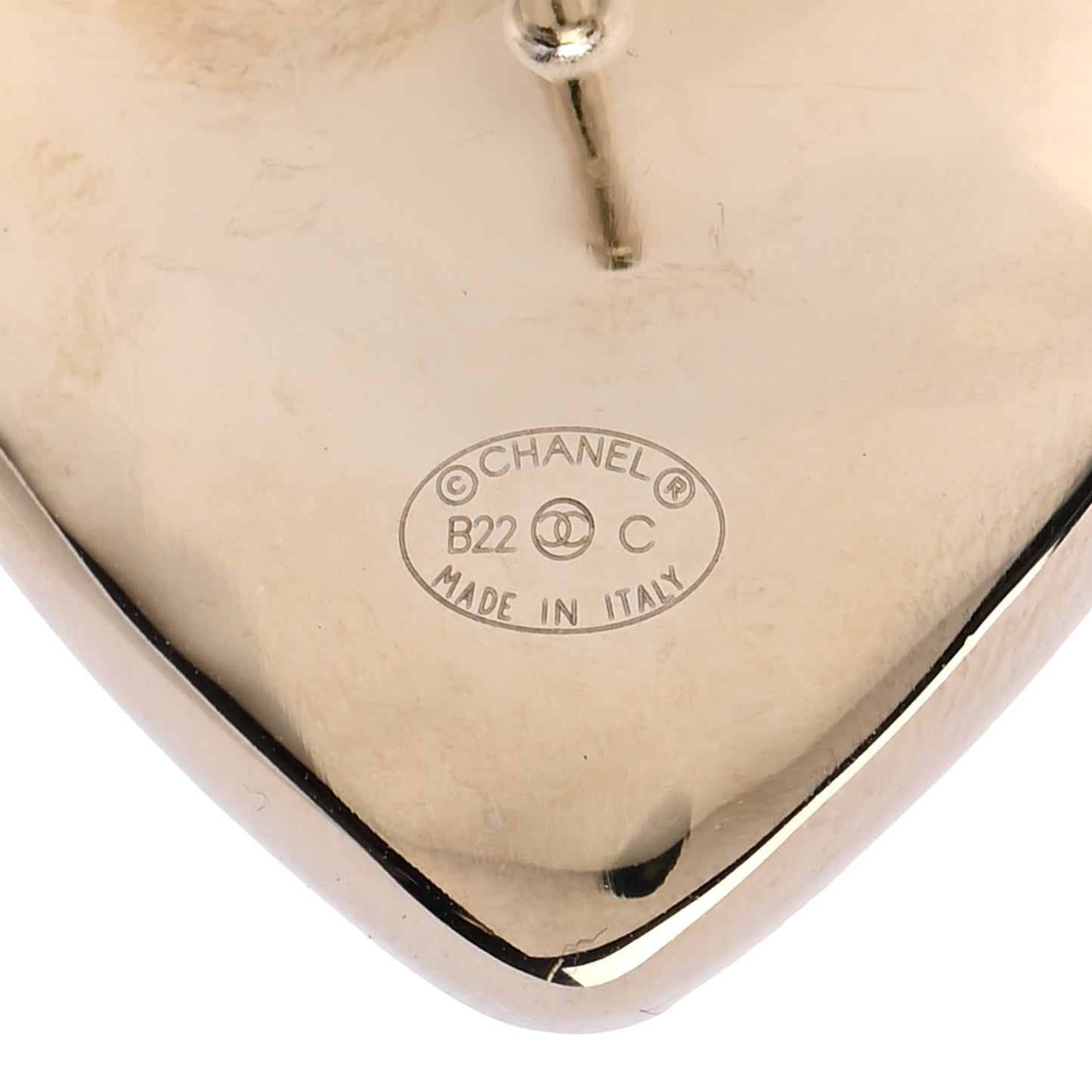 Pearl CC Heart Earrings Gold