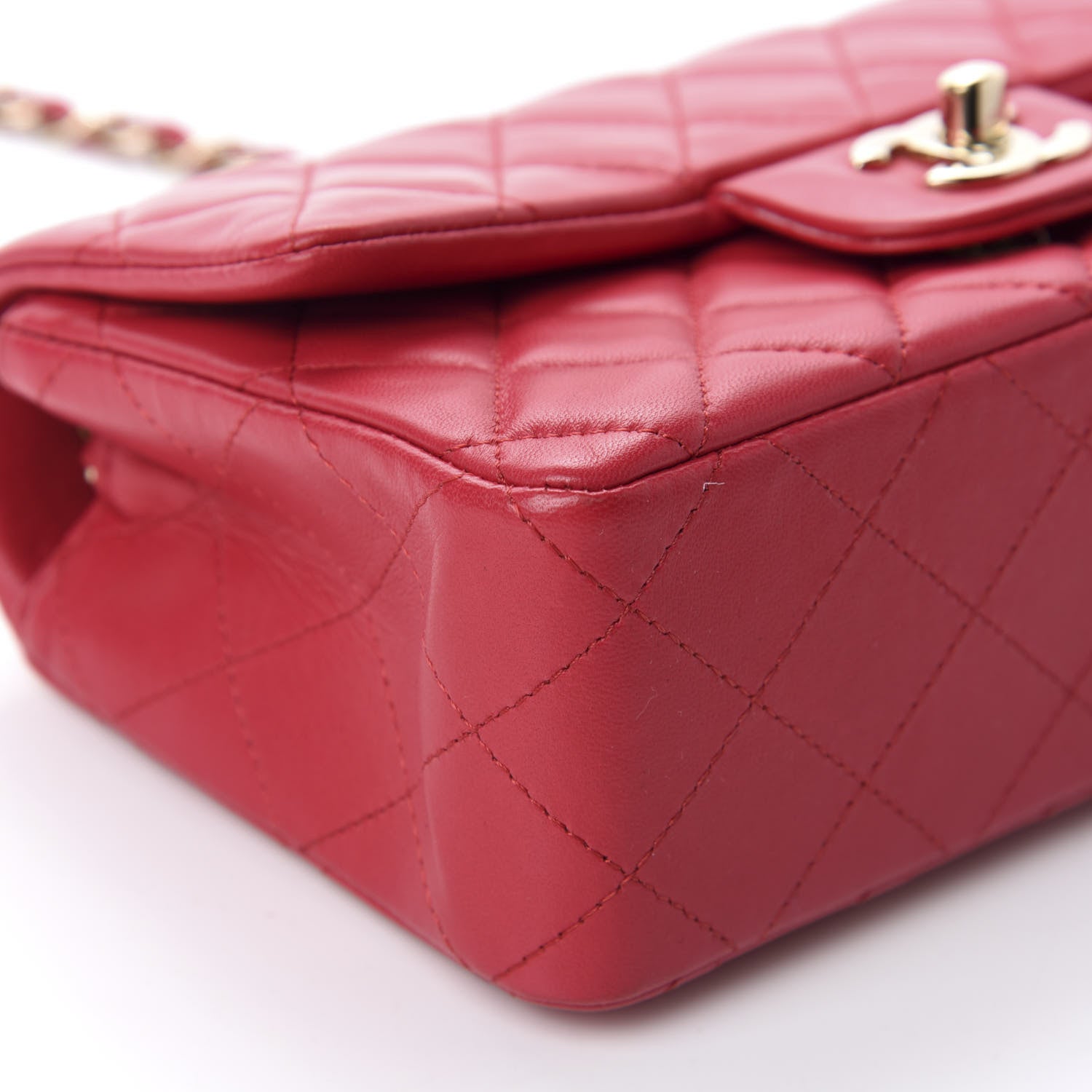 Chanel Lambskin Quilted Mini Rectangular Flap Red 6 of 11
