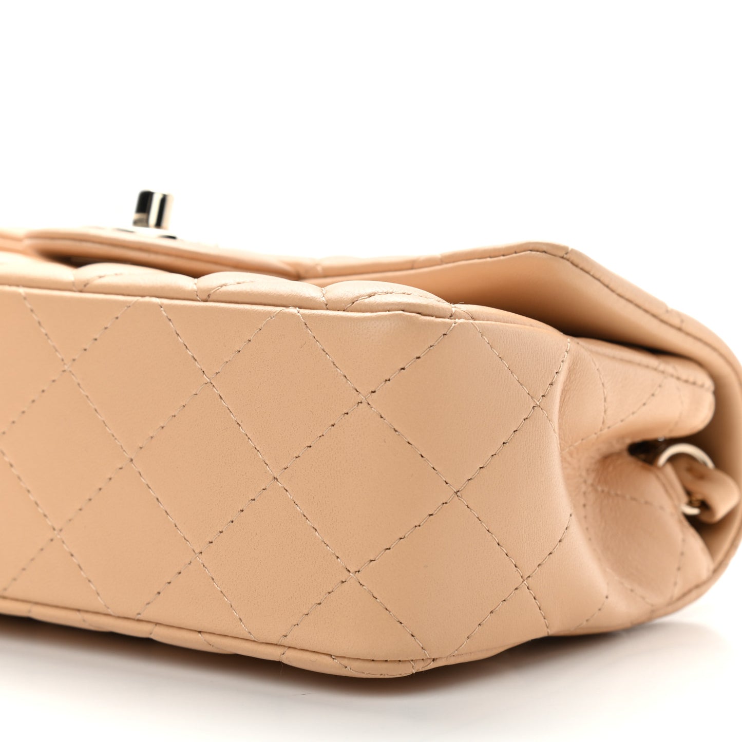 Lambskin Quilted Mini Rectangular Flap Beige