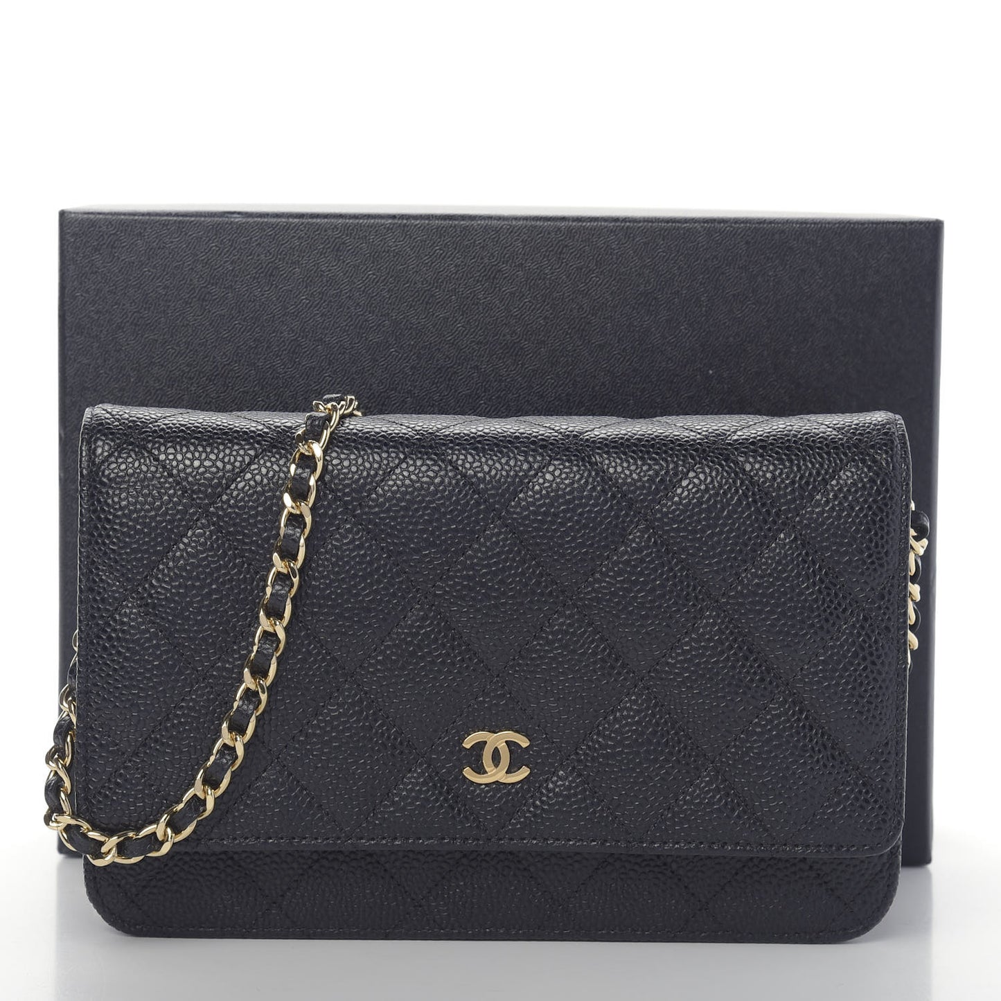 Caviar Quilted Wallet On Chain WOC Black