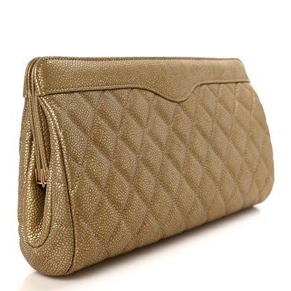 Chanel Metallic Caviar Quilted Clutch Gold 3 of 8