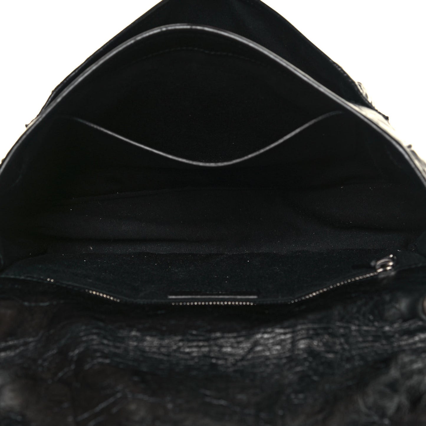 Crinkled Calfskin Matelasse Monogram Medium Niki Chain Satchel Black