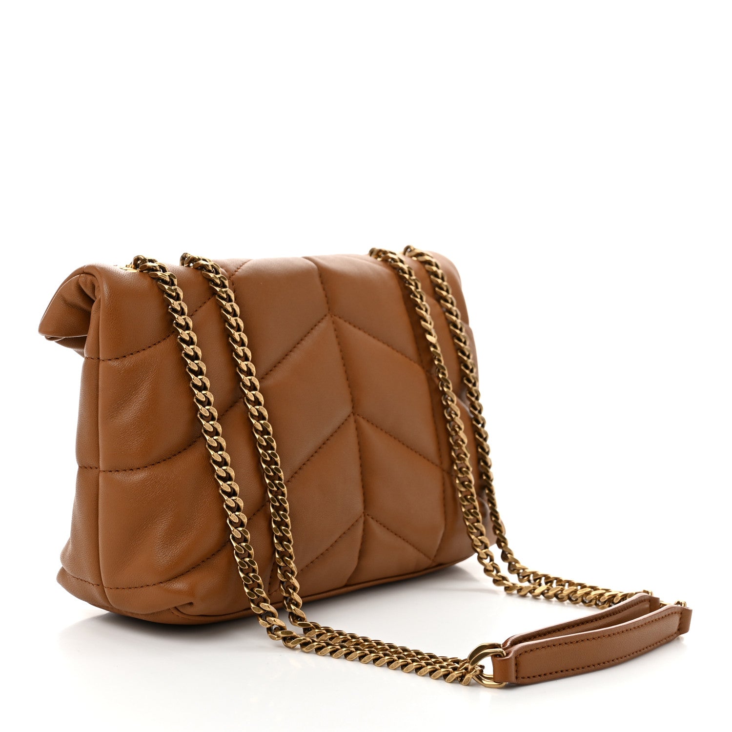 Saint Laurent Lambskin Quilted Toy Loulou Puffer Monogram Chain Satchel Dark Cork 3 of 10