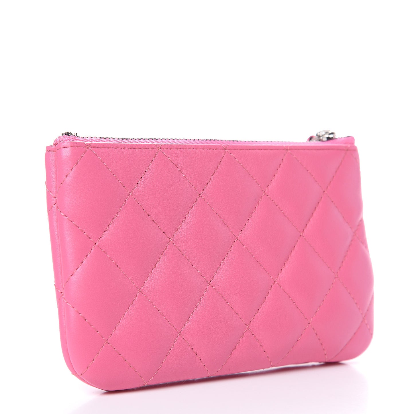 Lambskin Quilted Small Cosmetic Case Pink