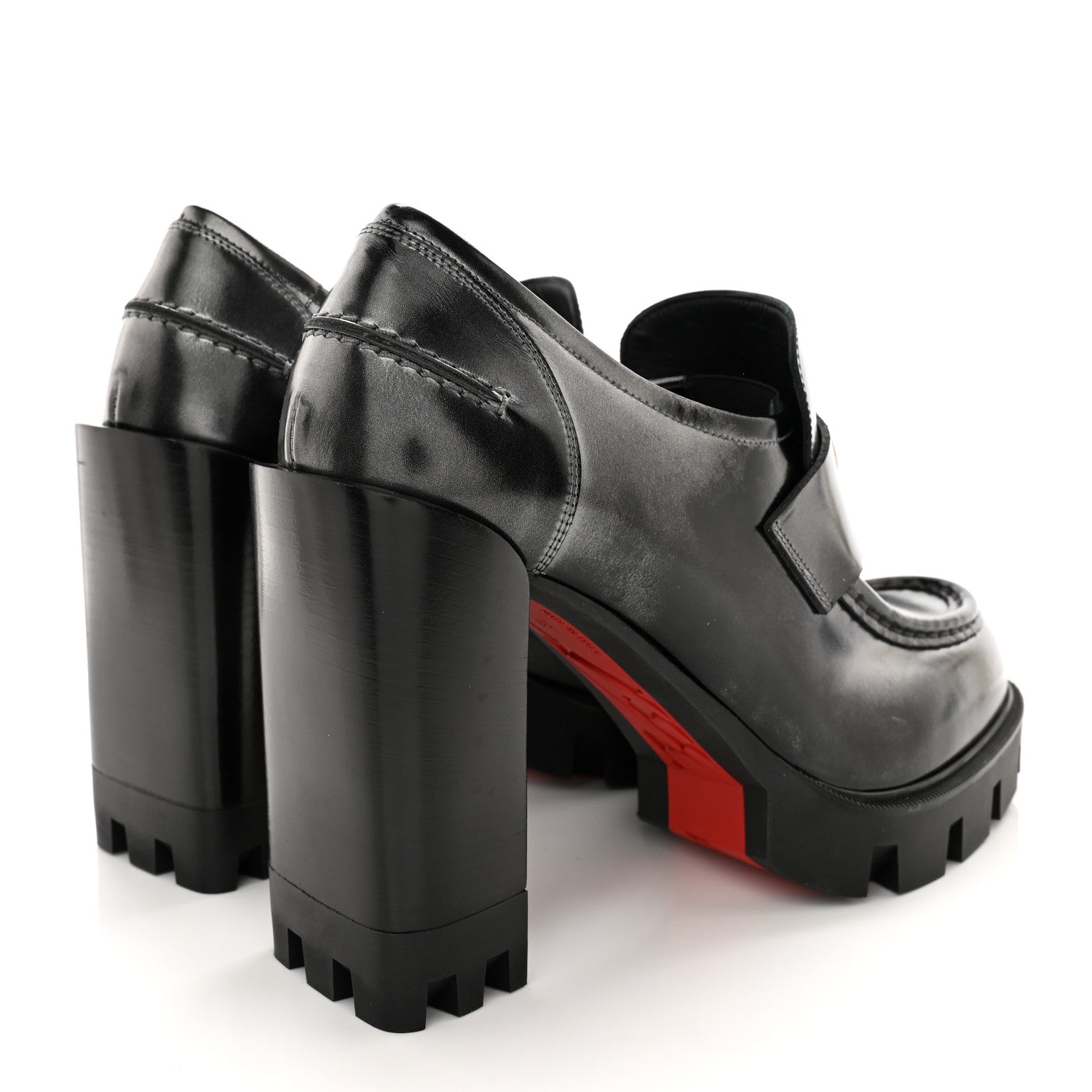 Christian Louboutin Brushed Calfskin Moc Lug Alta 100 Pump 39 39 Black 4 of 8