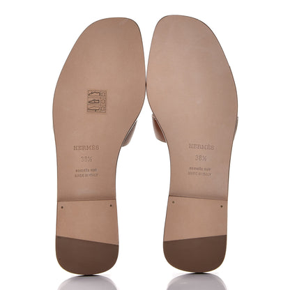 Hermes Box Calfskin Oran Sandals 38.5 Gold 15 of 17