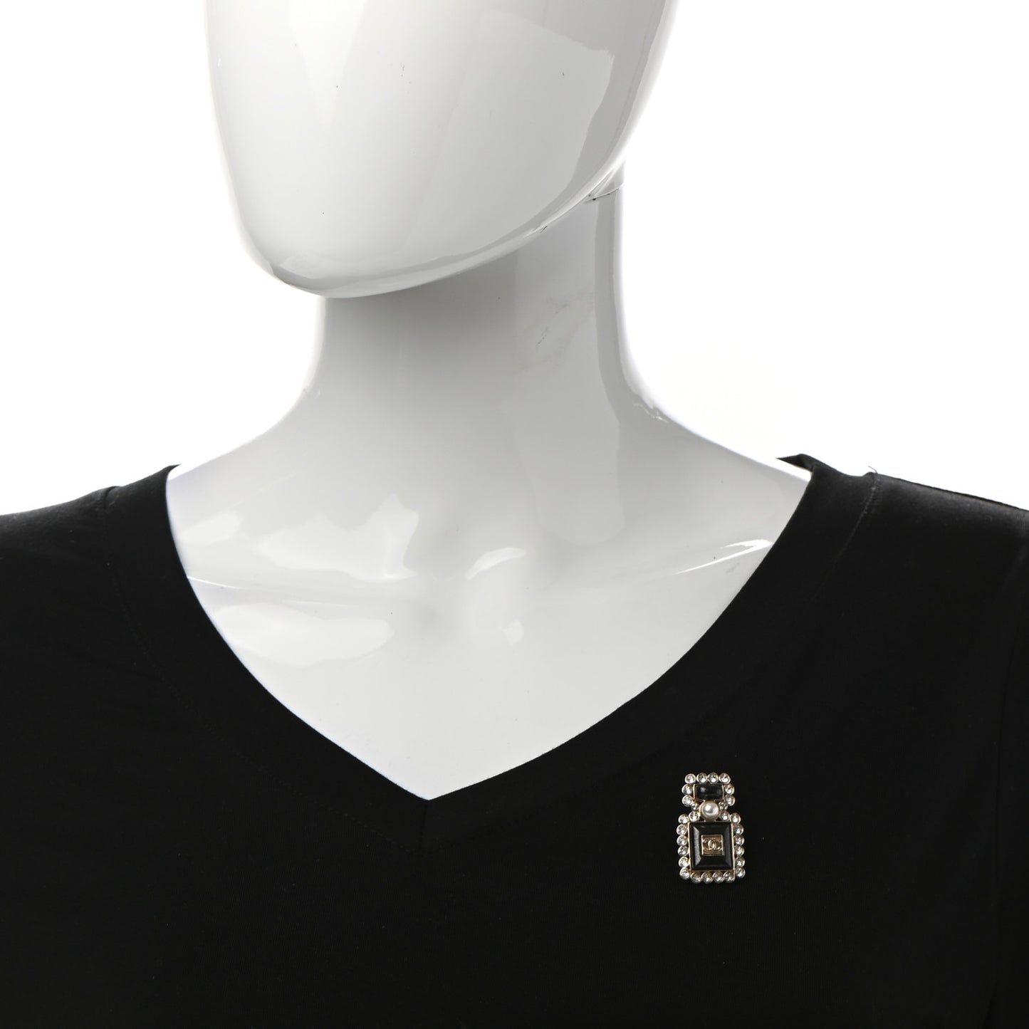 Resin Crystal Pearl Perfume Bottle CC Brooch Black Gold