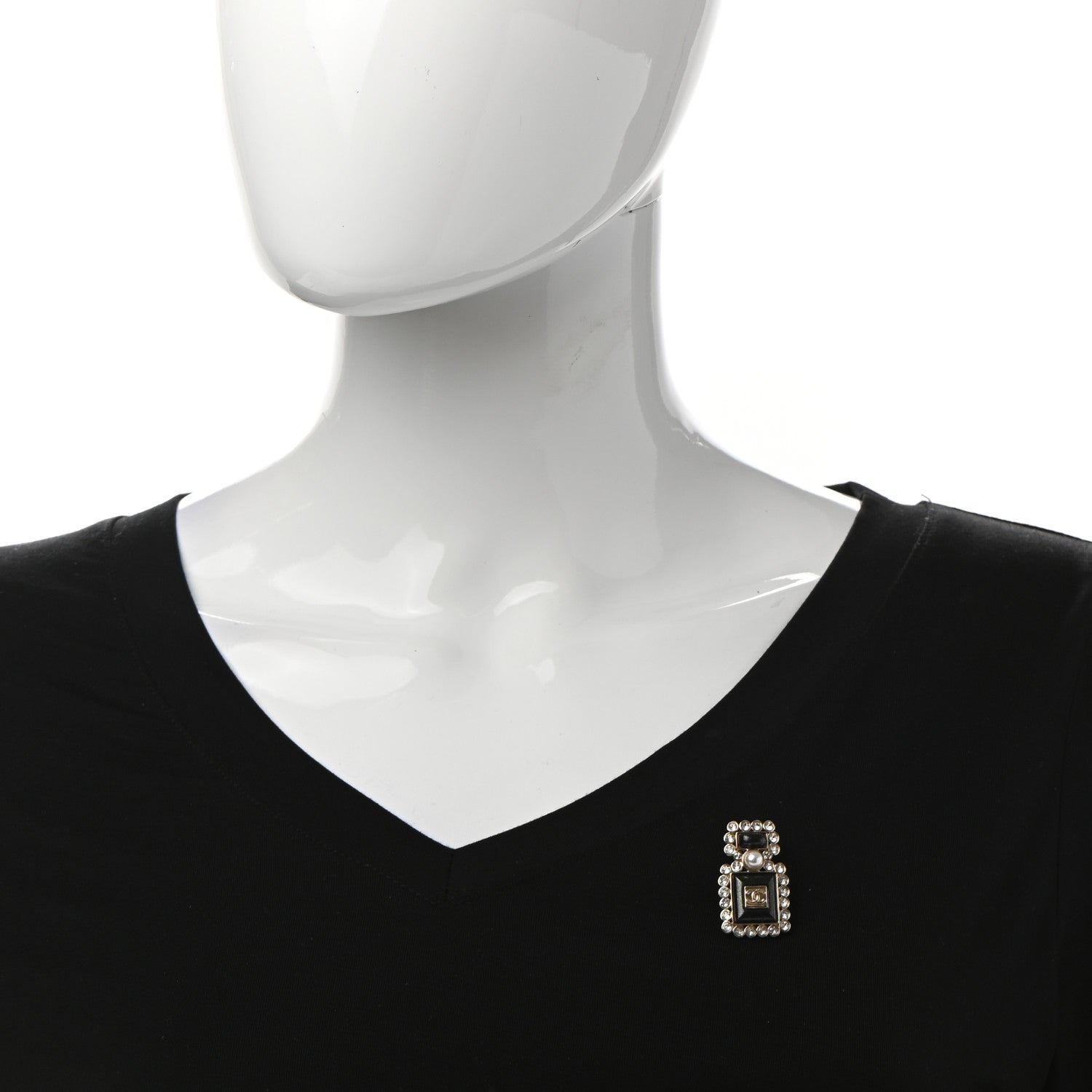 Chanel Resin Crystal Pearl Perfume Bottle CC Brooch Black Gold 2 of 5