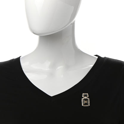 Chanel Resin Crystal Pearl Perfume Bottle CC Brooch Black Gold 2 of 5