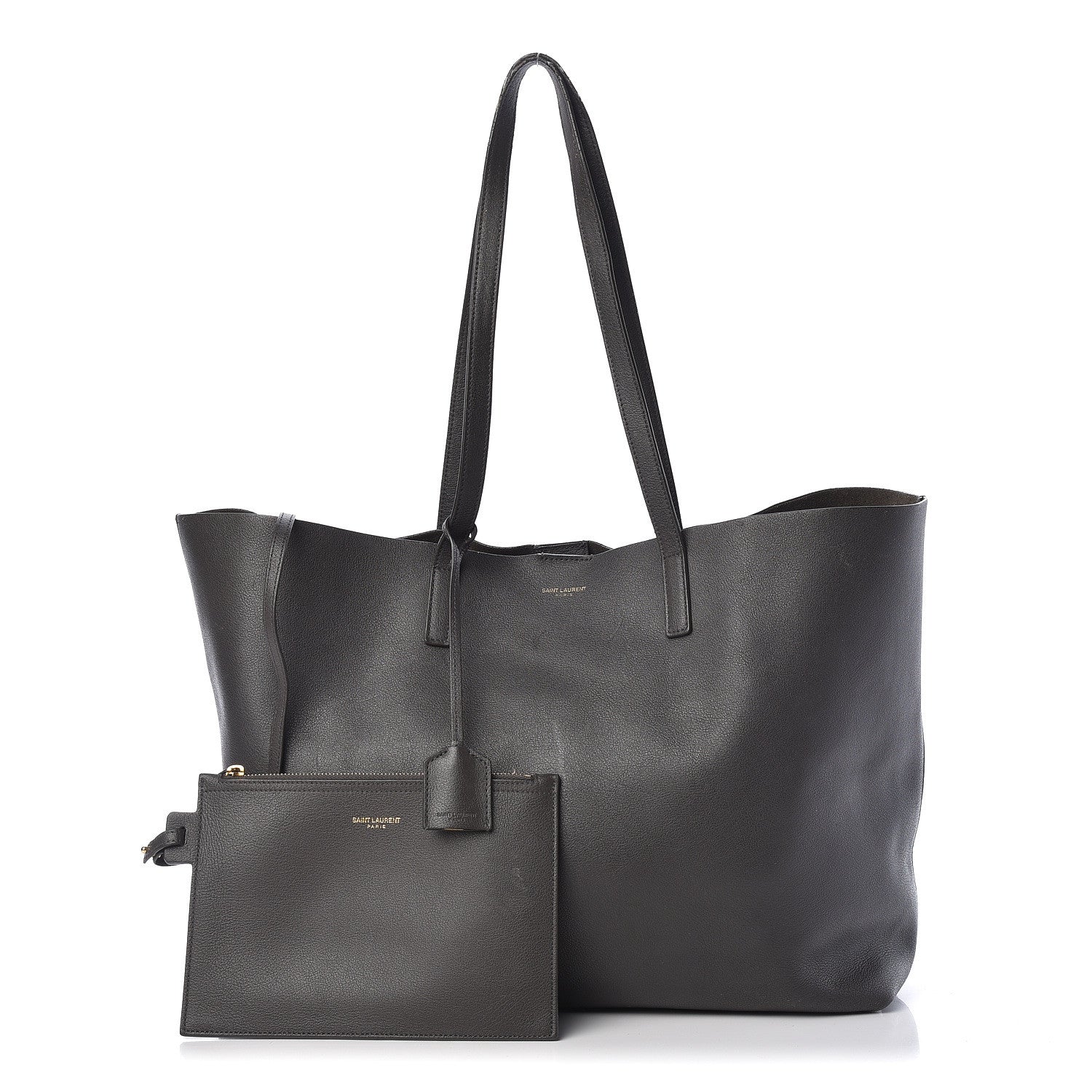 Saint Laurent Calfskin Large Shopping Tote Dark Grey 1 of 16