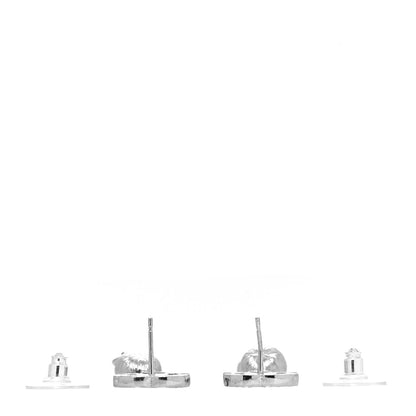 Chanel Metal Crystal CC Drop Earrings Silver 3 of 4