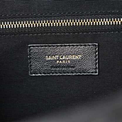 Saint Laurent Grain De Poudre Textured Mixed Matelasse Triquilt Large Monogram Satchel Anthracite 6 of 10