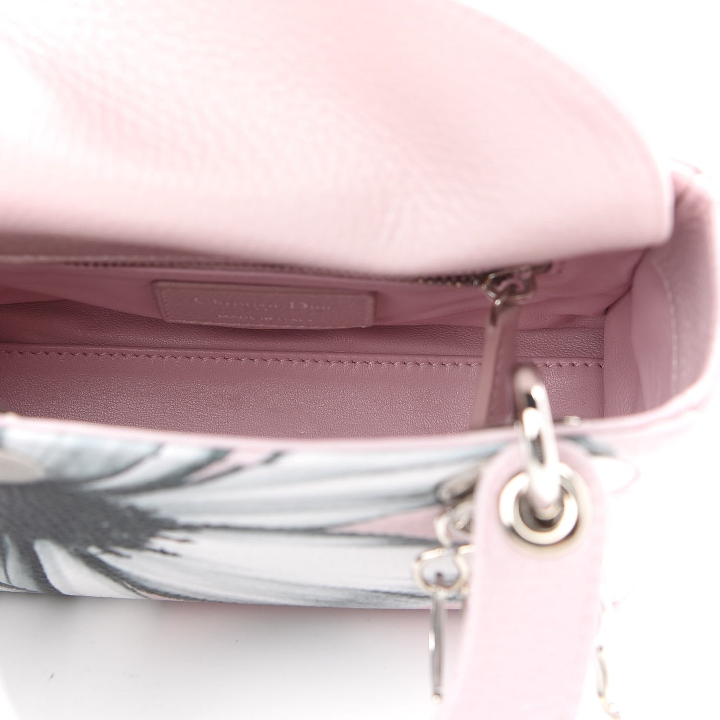 Deerskin Floral Printed Mini Lady Dior Pink