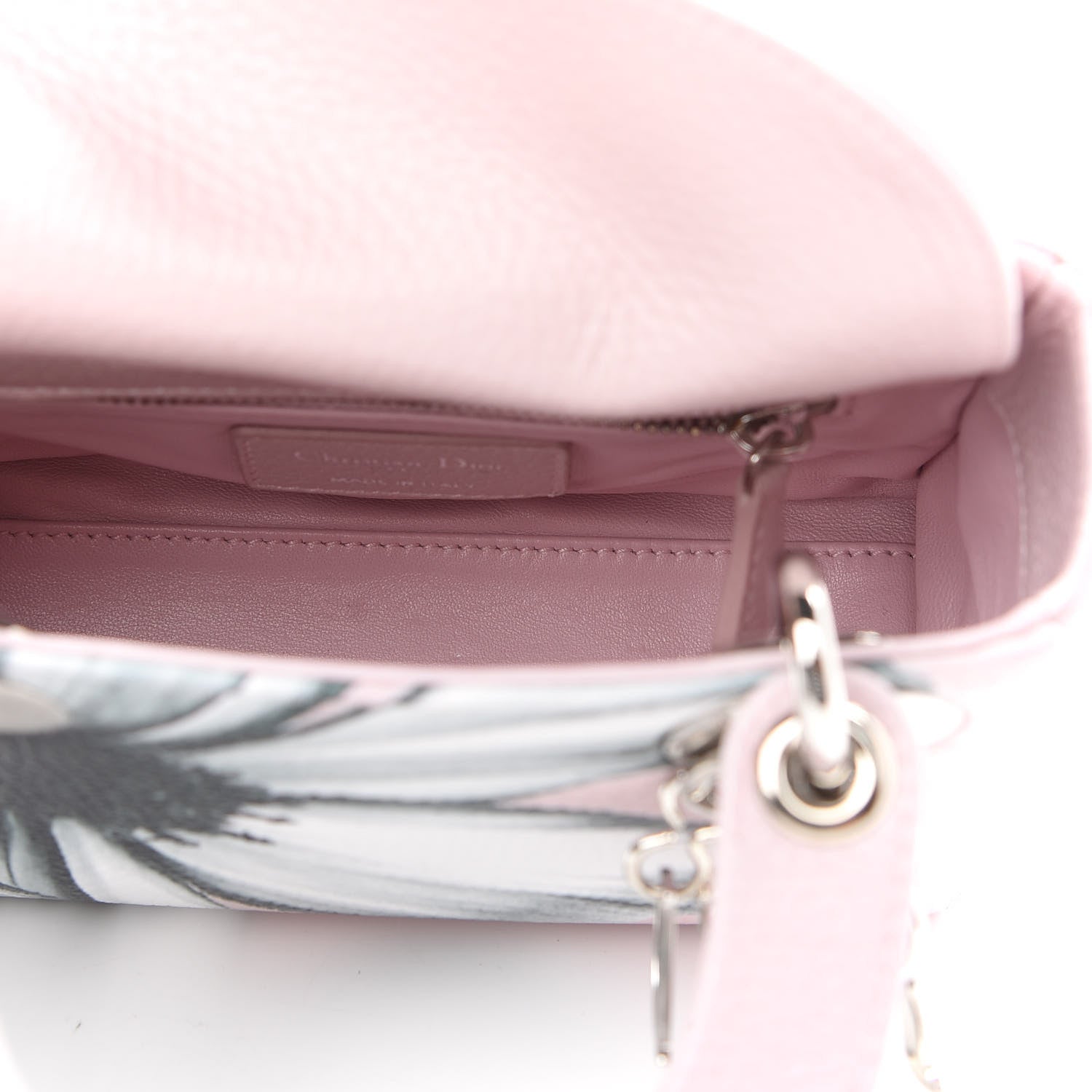 Christian Dior Deerskin Floral Printed Mini Lady Dior Pink 5 of 9