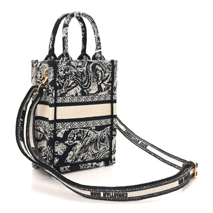 Christian Dior Canvas Toile de Jouy Reverse Embroidered Mini Book Tote Phone Bag  Blue 3 of 10