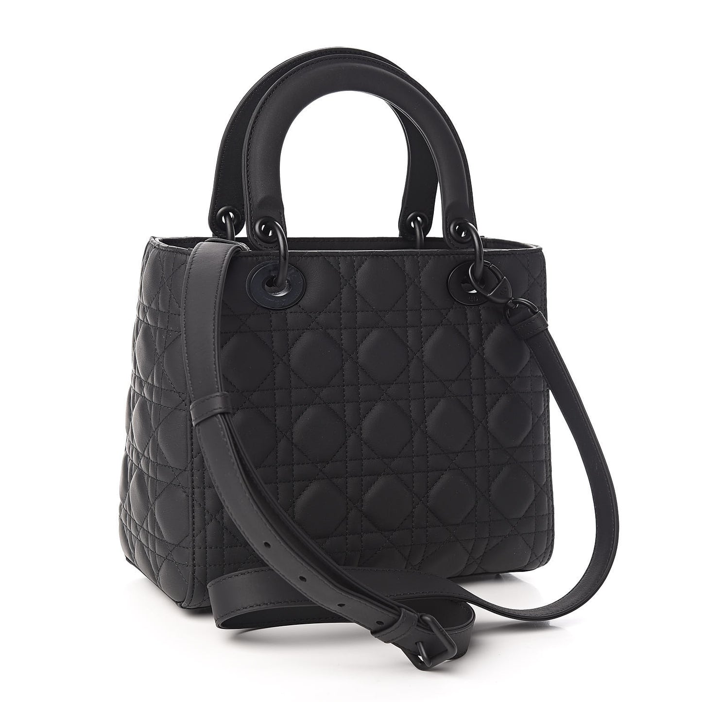 Ultra Matte Calfskin Cannage Medium Lady Dior Black