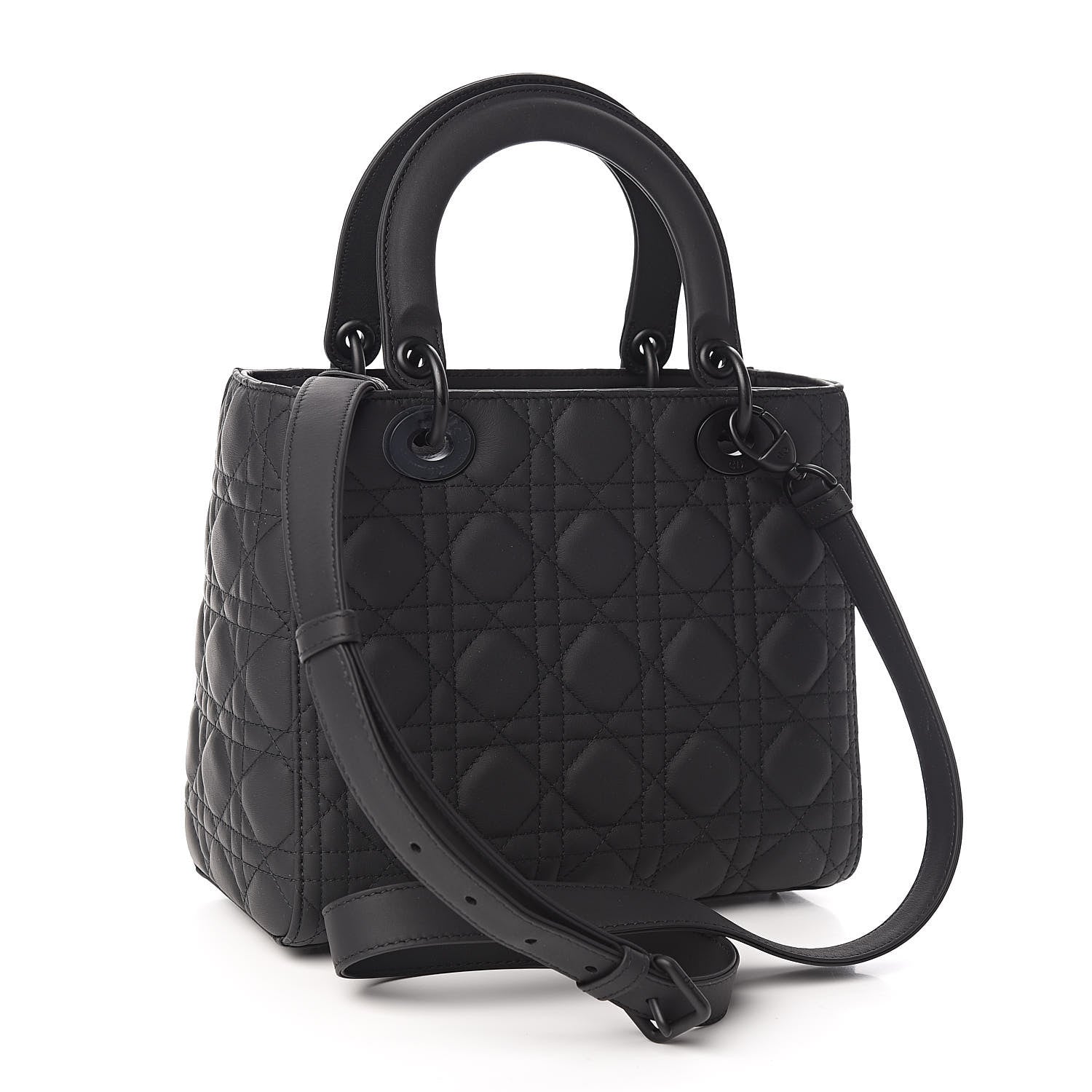 Christian Dior Ultra Matte Calfskin Cannage Medium Lady Dior Black 3 of 9