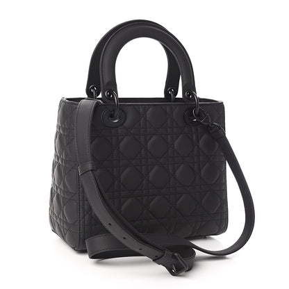 Christian Dior Ultra Matte Calfskin Cannage Medium Lady Dior Black 3 of 9