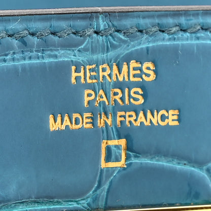 Hermes Shiny Alligator Kelly Longue Wallet Bleu Izmir 6 of 11