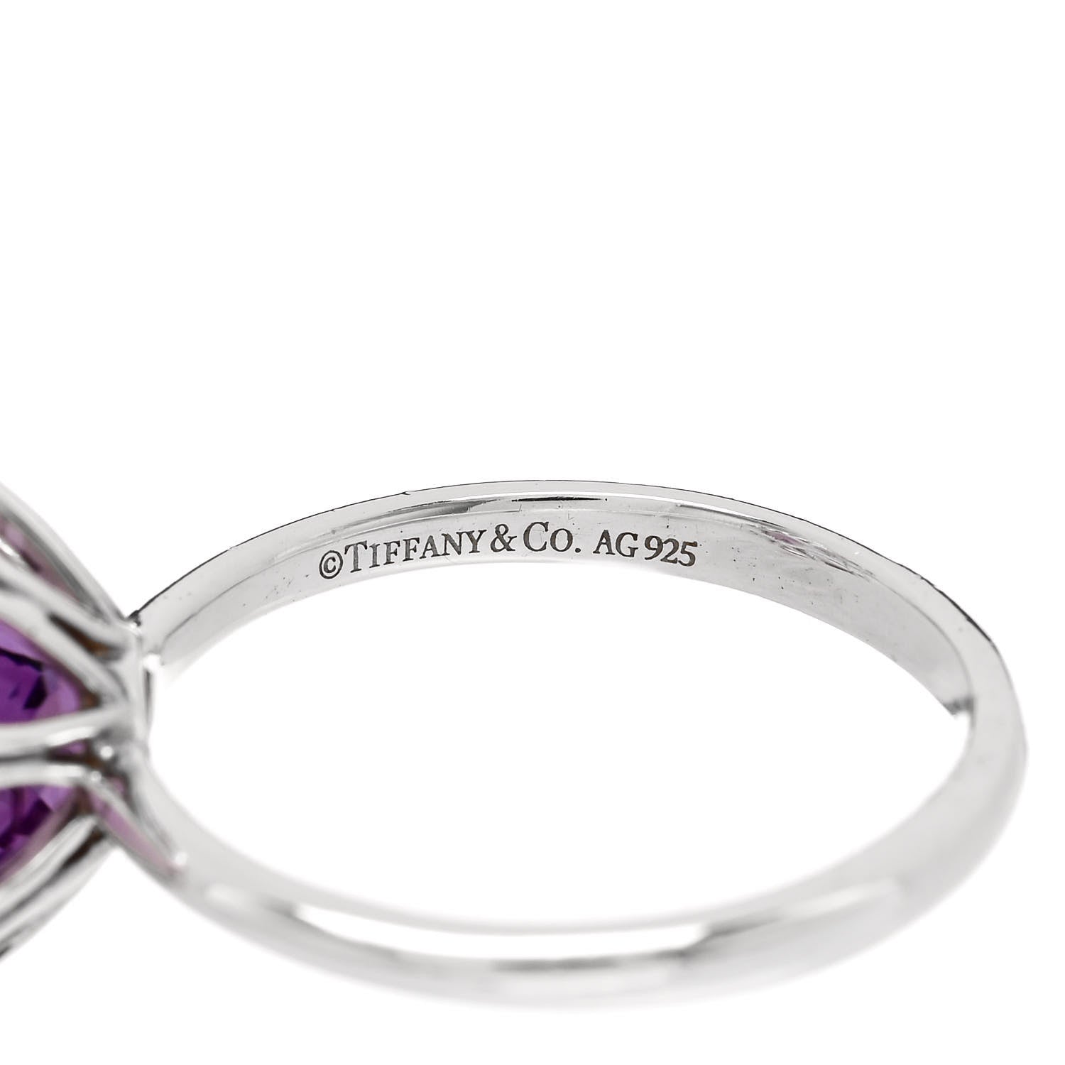 Tiffany Sterling Silver Amethyst Sparklers Octagonal Cocktail Ring 56 7.5 5 of 6