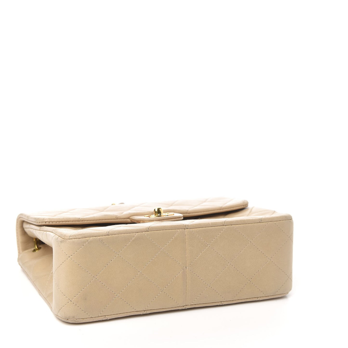 Lambskin Quilted Mini Square Flap Beige