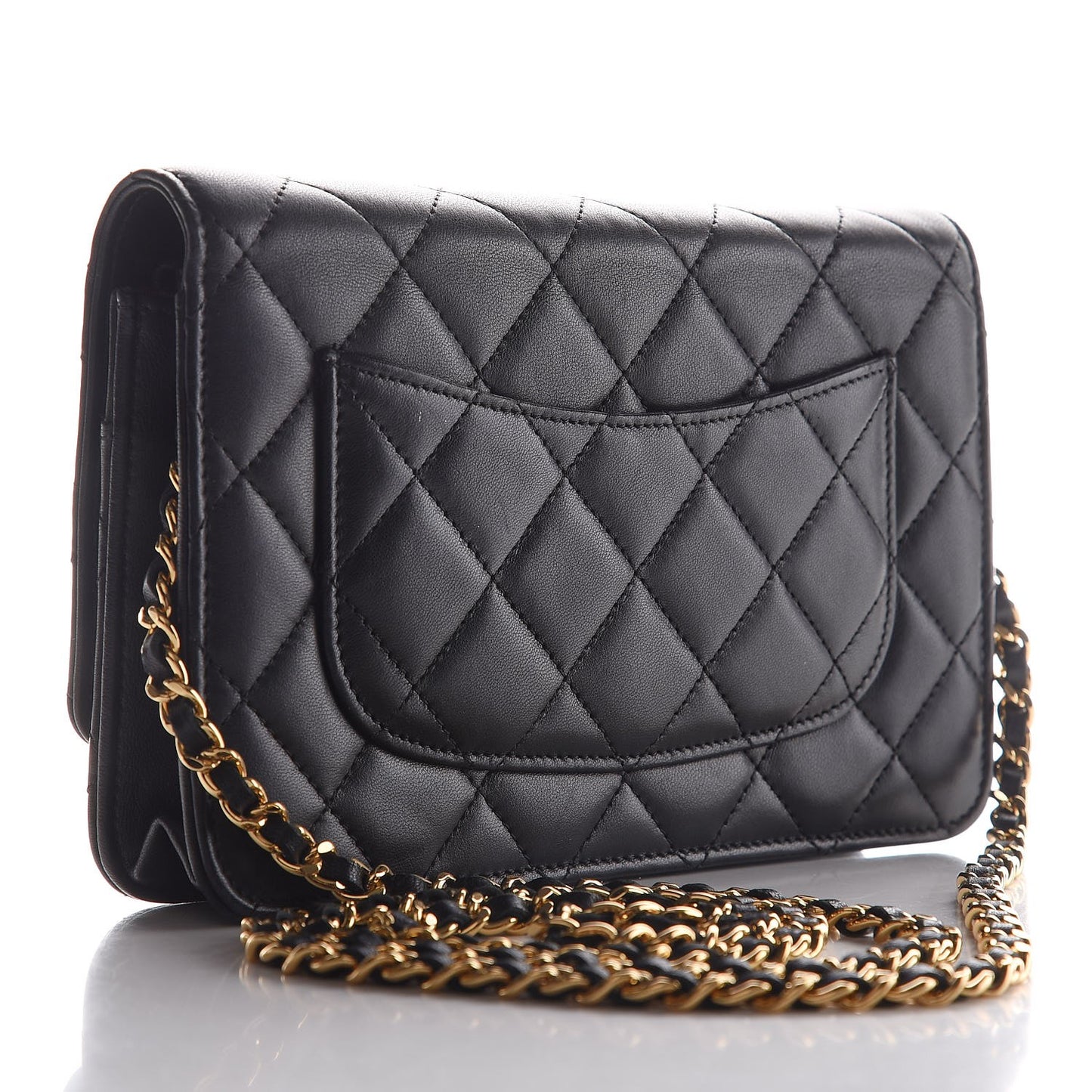 Lambskin Quilted Wallet On Chain WOC Black