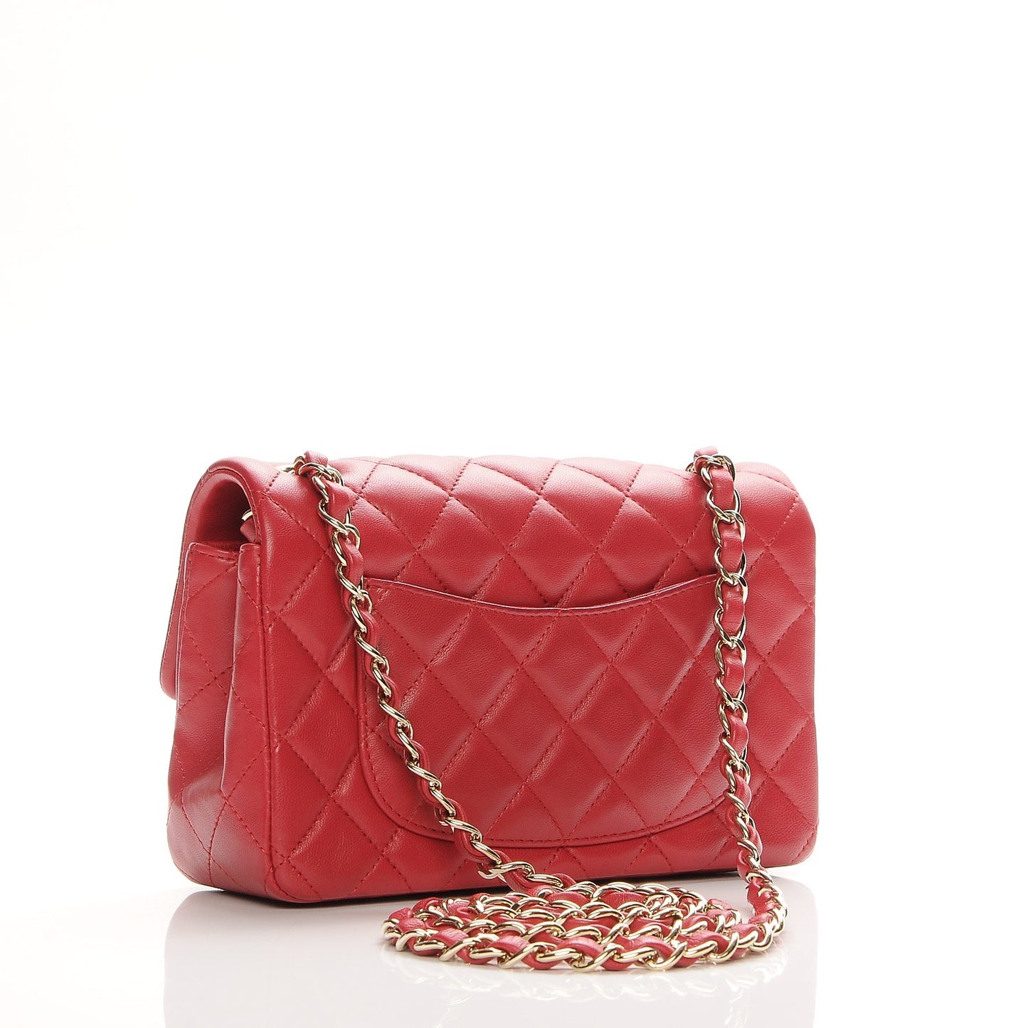 Lambskin Quilted Mini Rectangular Flap Dark Pink