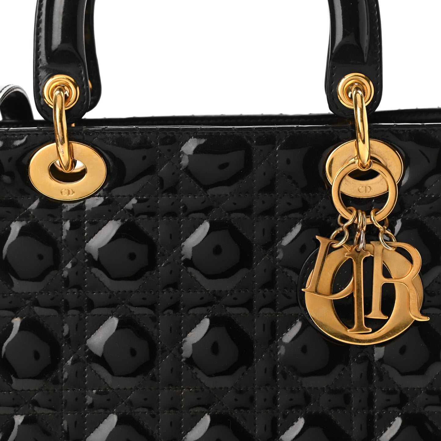 Patent Cannage Medium Lady Dior Black
