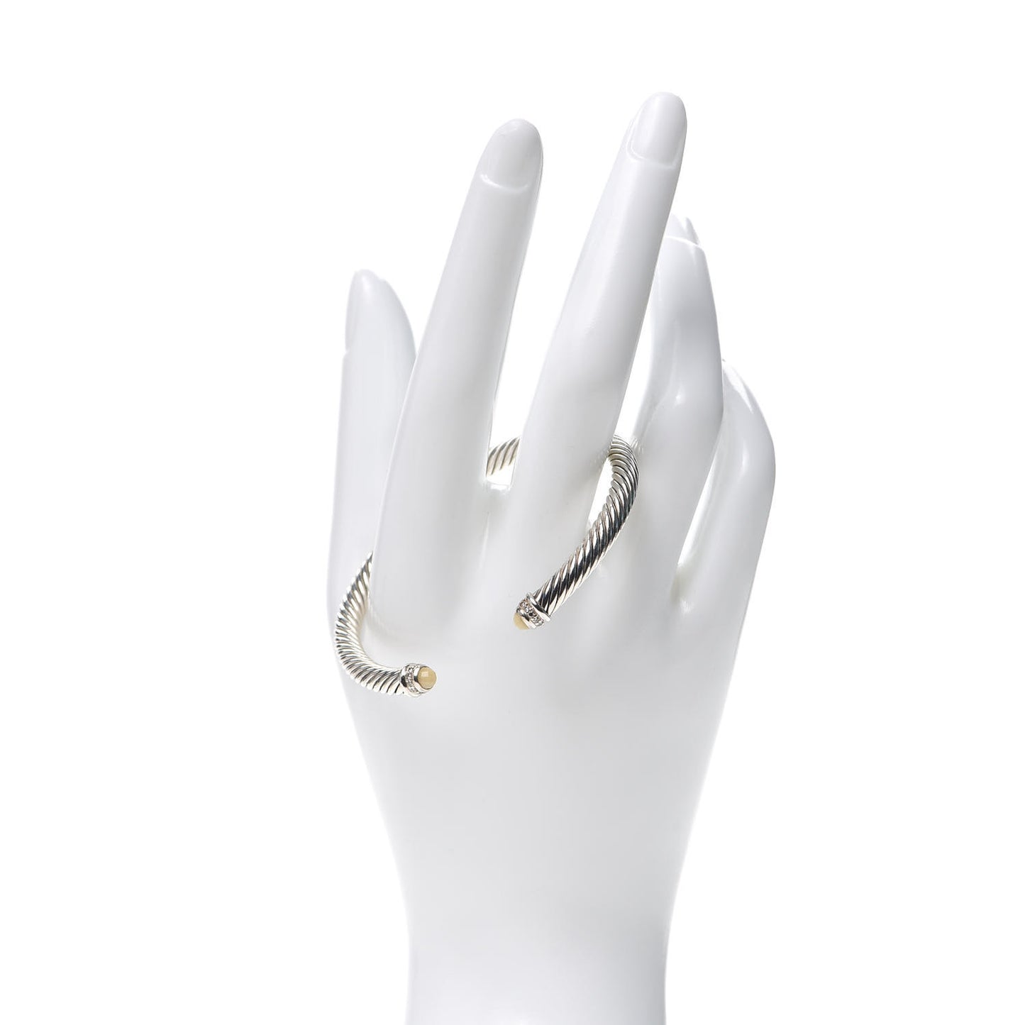 Sterling Silver Diamond White Agate 5mm Cable Classics Bracelet