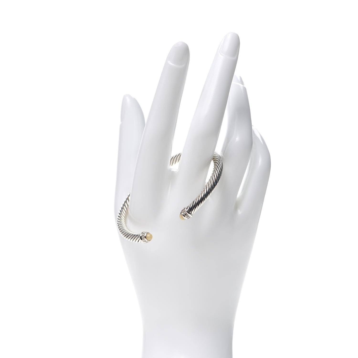 David Yurman Sterling Silver Diamond White Agate 5mm Cable Classics Bracelet 2 of 4
