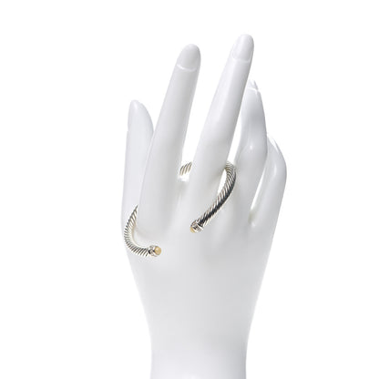David Yurman Sterling Silver Diamond White Agate 5mm Cable Classics Bracelet 2 of 4