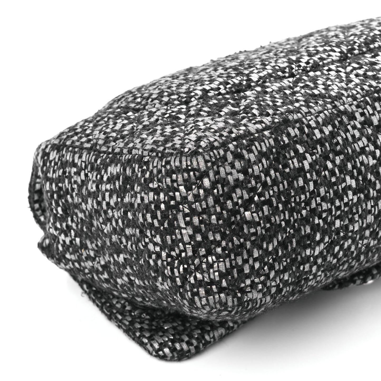 Sequin Tweed Jumbo Double Flap Black Grey