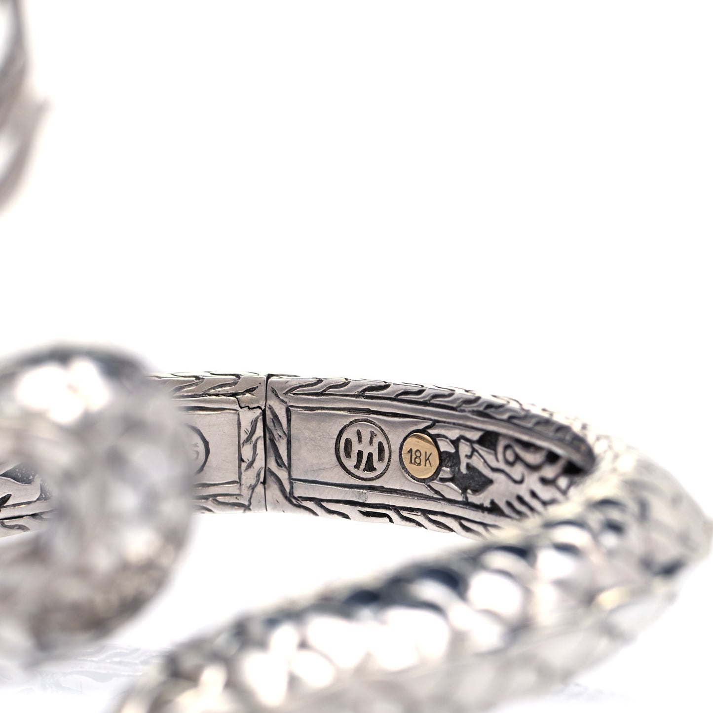 Sterling Silver 18K Yellow Gold Naga Dragon Kick Cuff Bracelet