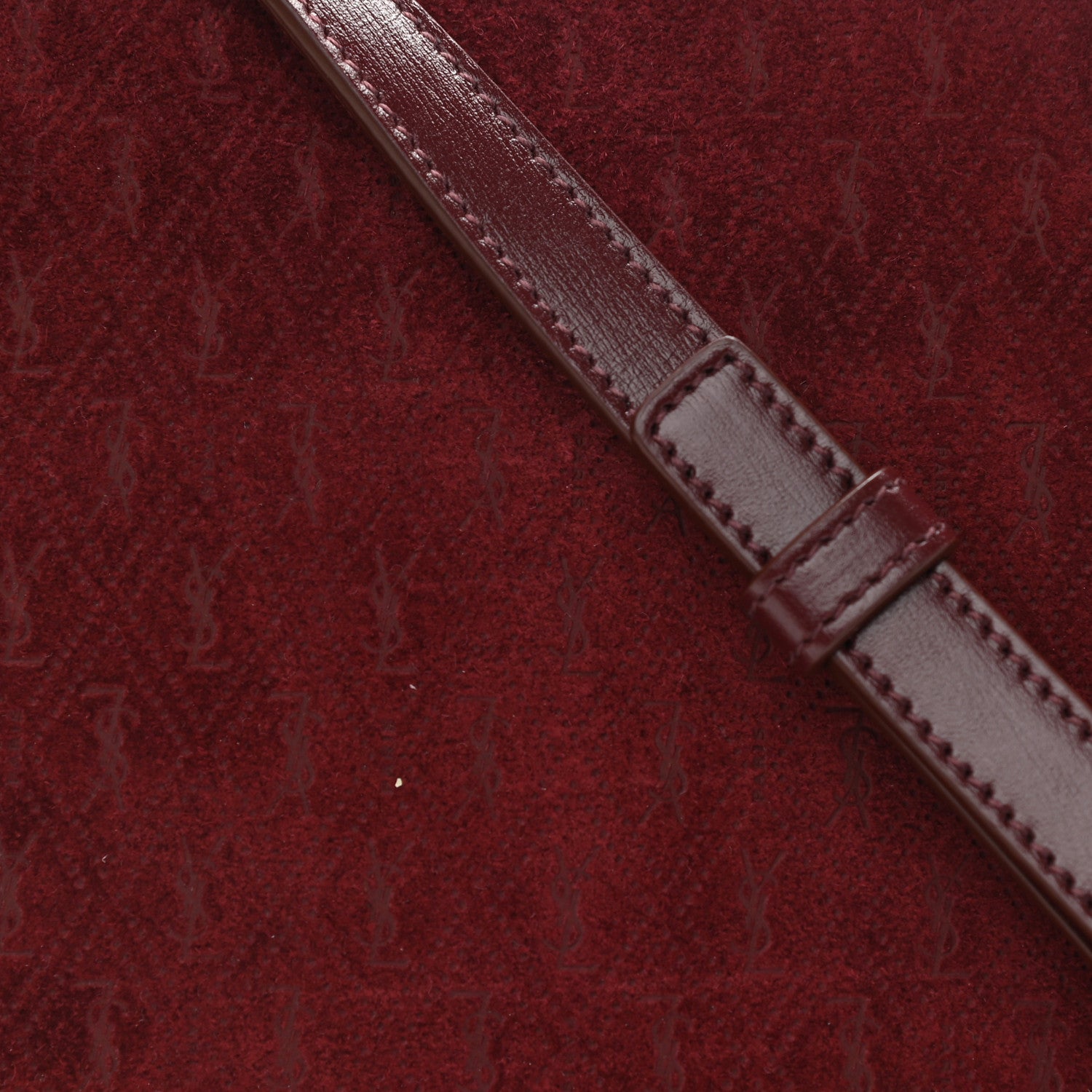 Saint Laurent Suede All-Over Monogram Crossbody Burgundy 8 of 10
