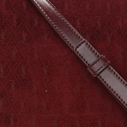 Saint Laurent Suede All-Over Monogram Crossbody Burgundy 8 of 10
