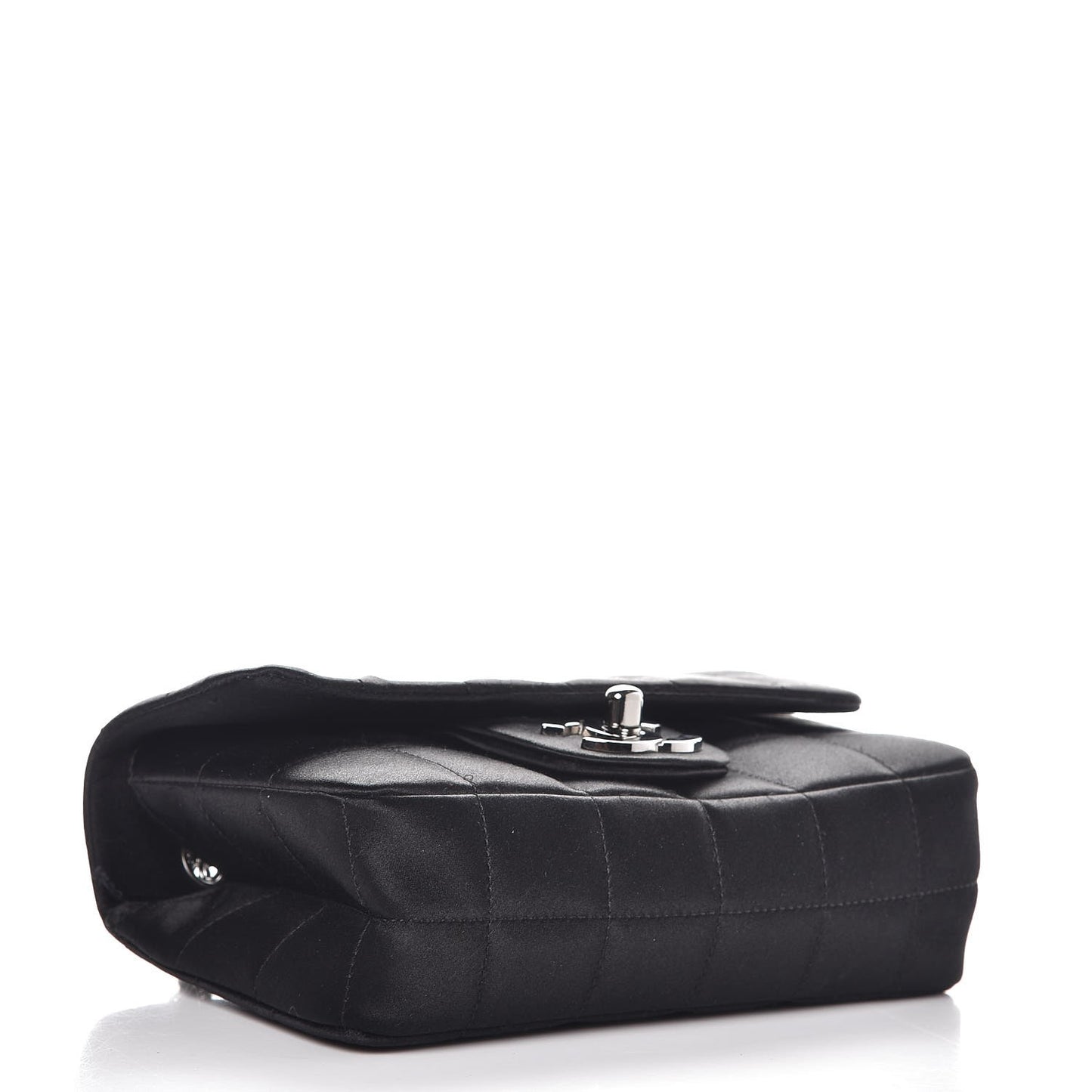 Satin Square Quilted Mini Flap Black