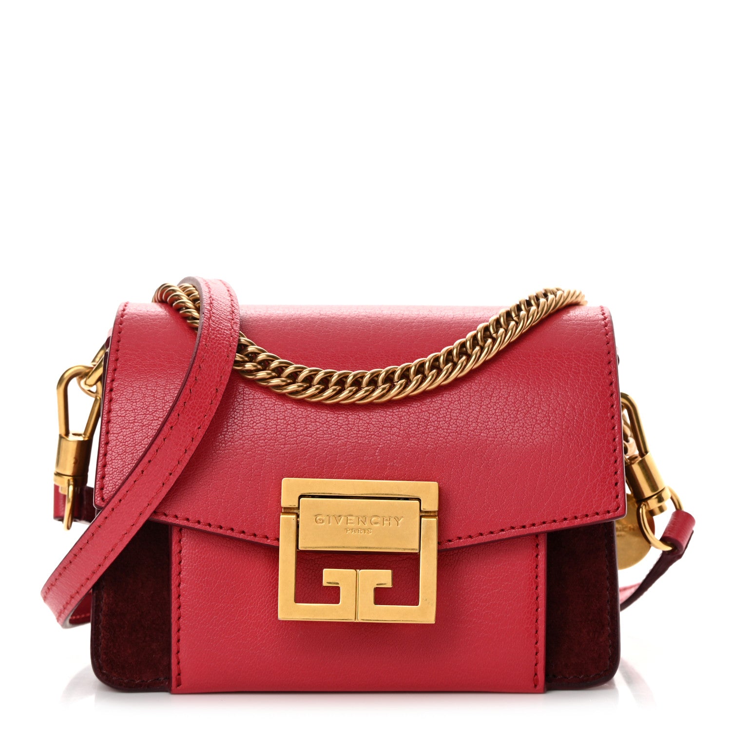 Givenchy Goatskin Suede Mini GV3 Shoulder Bag Pink Aubergine 1 of 11