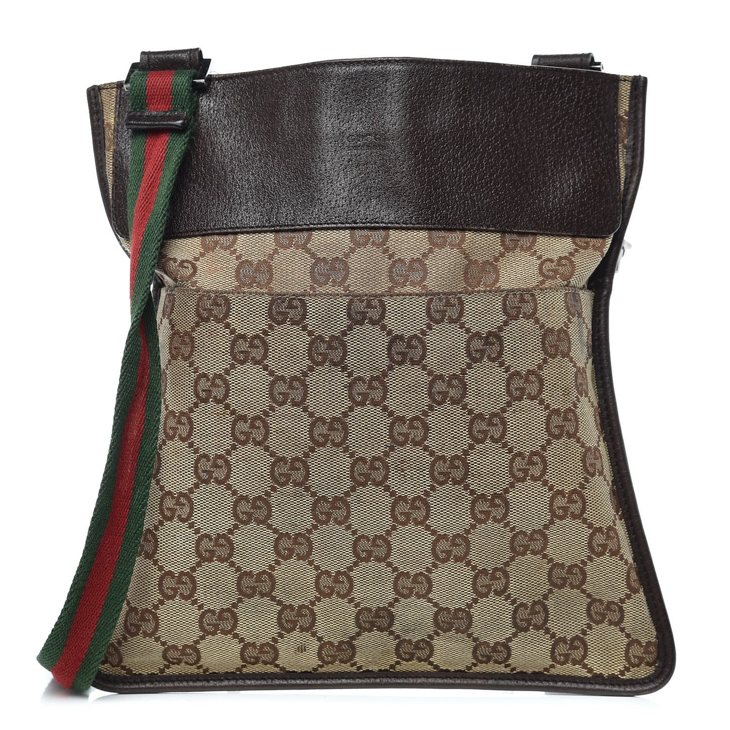 GG Monogram Web Messenger Crossbody Bag Dark Brown
